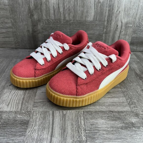 Puma Fenty Creeper Phatty Kids size 2.5c Corduroy Red White Gum Casual Shoes - Picture 3 of 8
